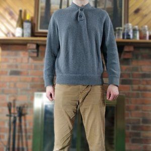 EDDIE BAUER Gray 1/4 Button Sweater Pullover